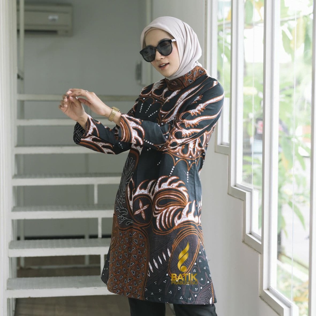 Atasan Tradisional Batik Prabuseno Original Motif ANDARISTA Tunik Batik Wanita Lengan Panjang Model 