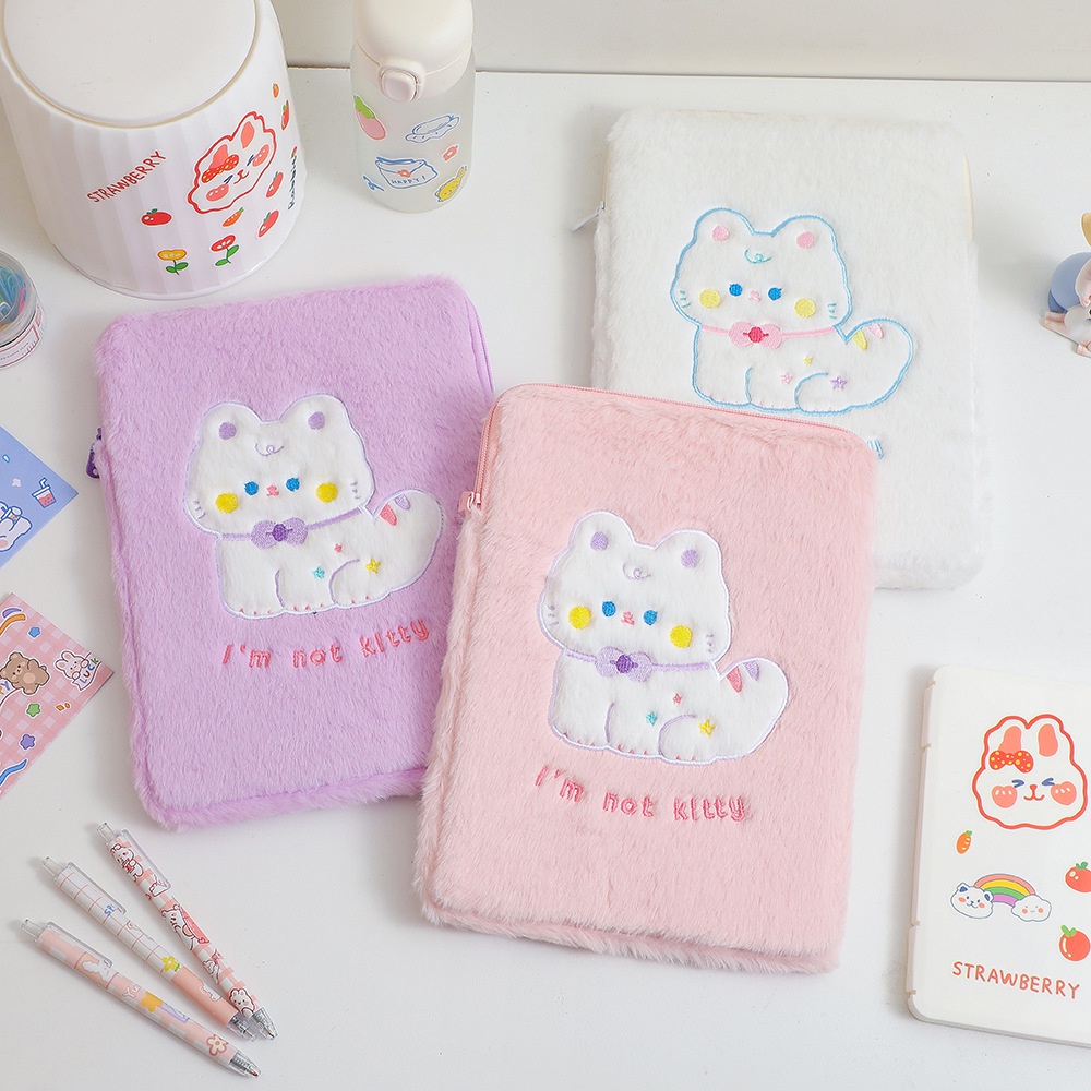 Tempat Pelindung Sarung iPad Import Tas Tablet Pouch Bulu Tebal Sleeve Bulu Kitty Lucu Fashionable Anak