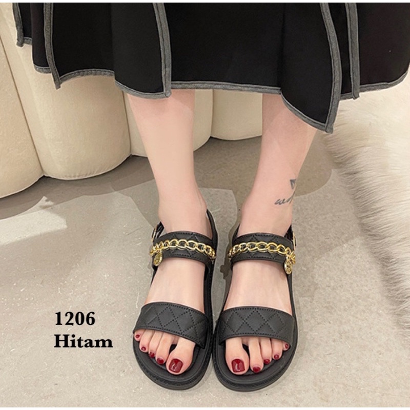 SANDAL WANITA SLIP ON TALI FASHION KOREA SHOES 1206