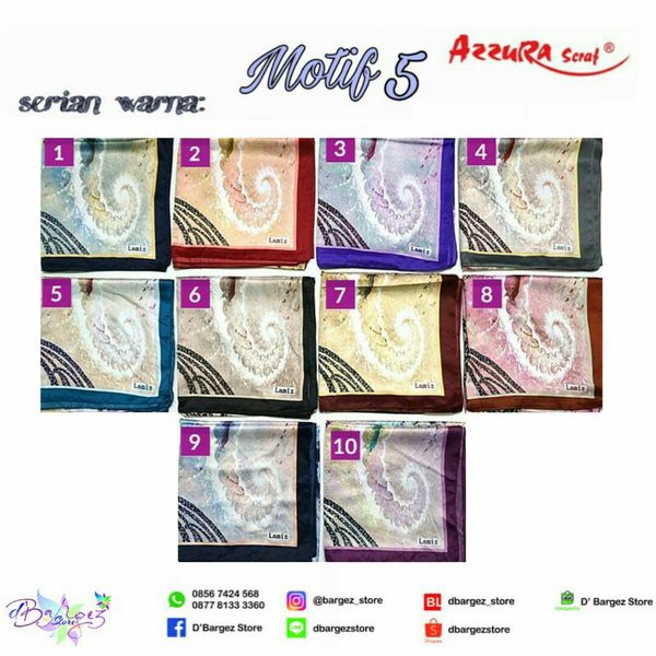 Terbaru Jilbab Segiempat Satin Lamiz By Azzura Motif 5 - Jilbab Kerudung Scarf Murah