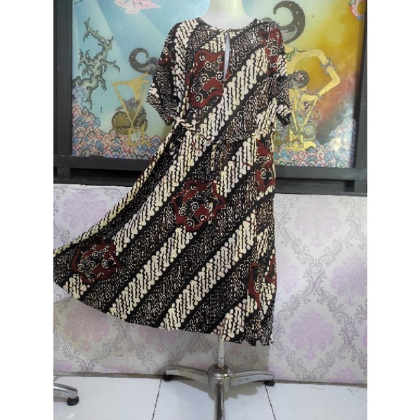 Batik Qonita Daster Rosita Saku Sleting Sogan KS