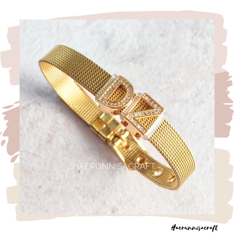 Gelang Jam Pasir Dan Charm Huruf Gold Xuping 9 Pilihan Warna Jam