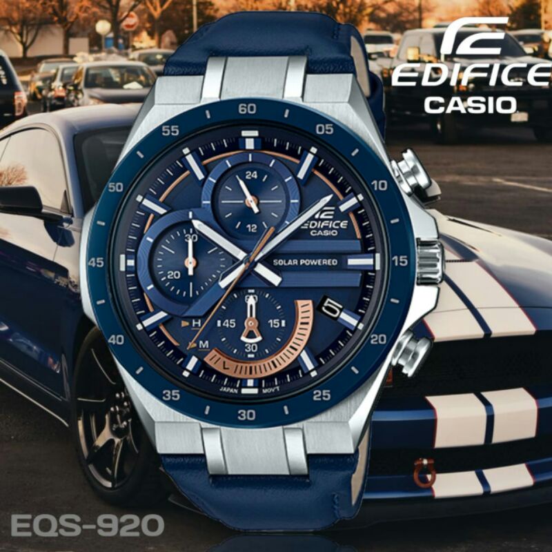 Jam Tangan Pria Merk Casio Edifice Type EQS920 Leather Strap