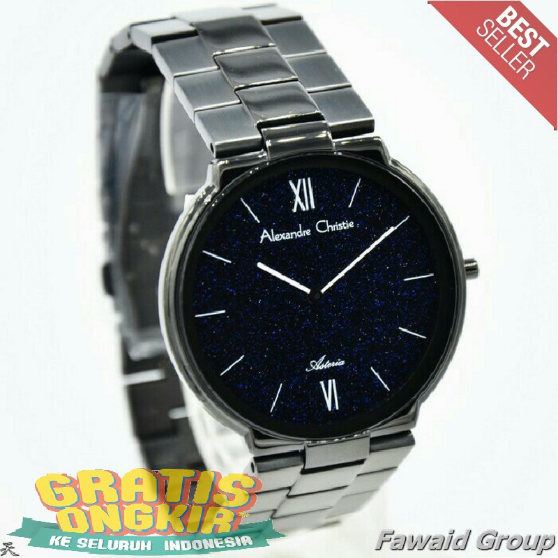 Best Seller Jam tangan Pria ALEXANDRE CHRISTIE AC 8480 ASTERIA COWOK FULL BLACK ORIGINAL