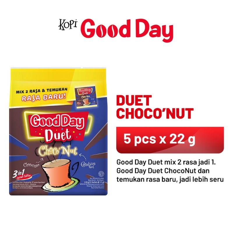 

Good Day Kopi Duet Choco Nut Instant Coffee 5 x 22 g