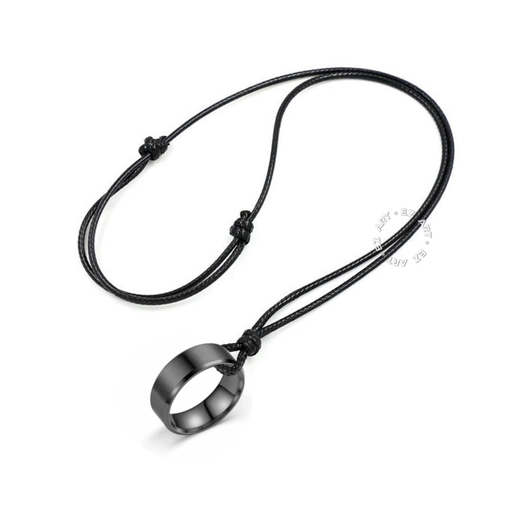 KALUNG LIONTIN CINCIN TALI KOREA ADJUSTABLE WARNA SILVER HITAM EMAS TITANIUM STAINLESS STEEL SIMPLE ELEGAN