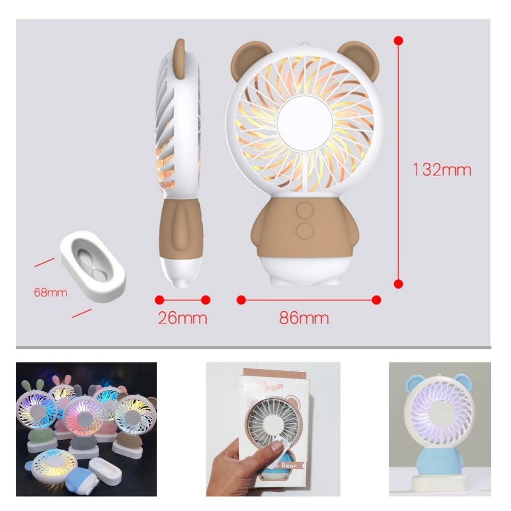 Kipas Angin USB Mini Fan LED Portabel Gum Bear ZW2801 111153