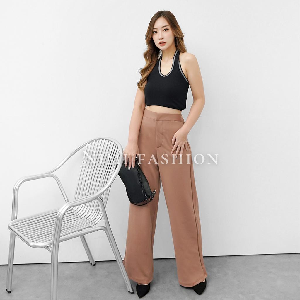NIMI - Celana Kulot Highwaist Wanita Celana Cullote Scuba Panjang Wide Leg