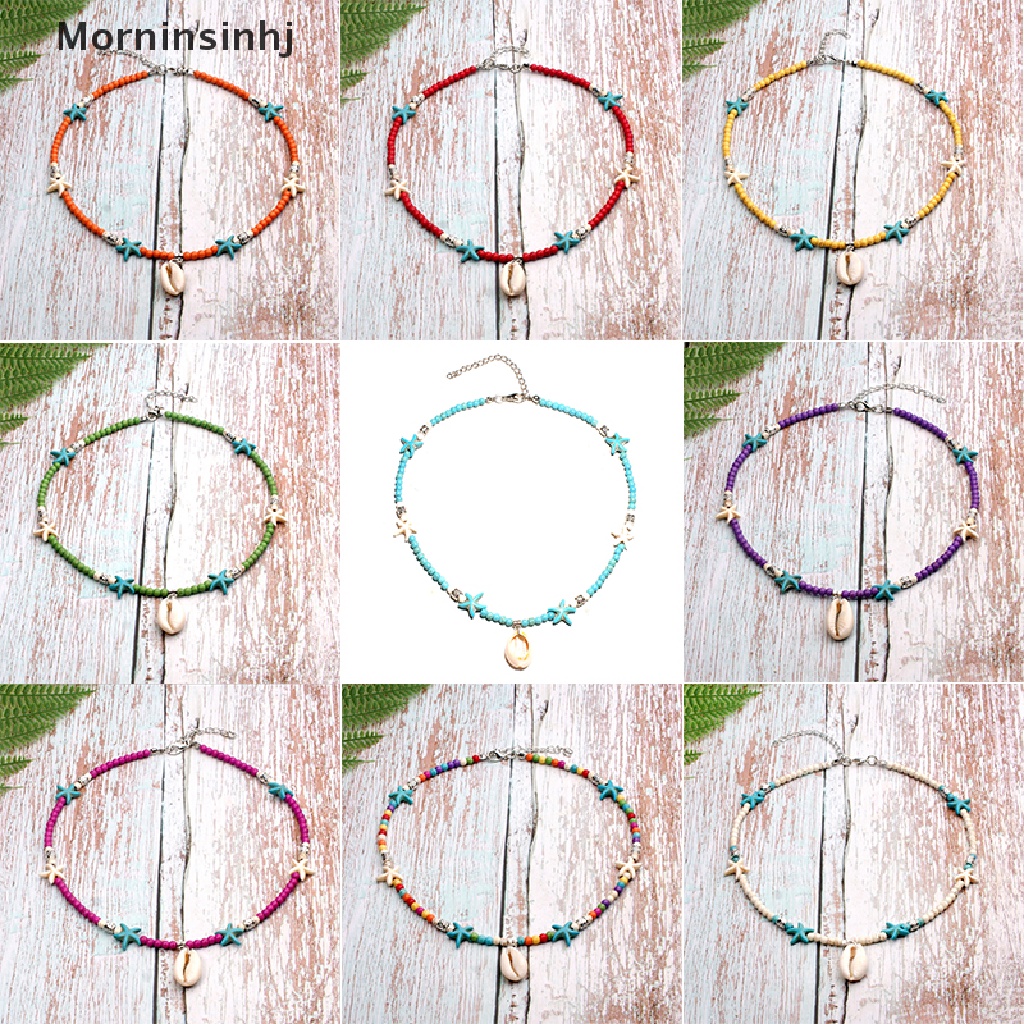 Mornin Kalung Choker Bohemia Wanita Desain Bintang Lautkerang Hias Manikmanik Turquoise