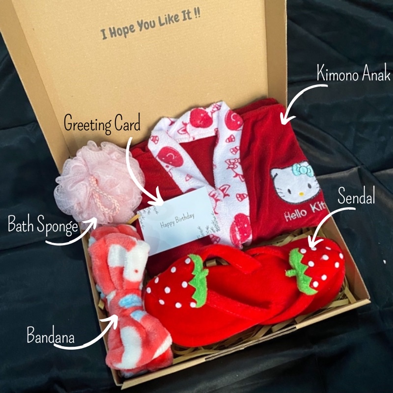 [KIMONO ANAK+SENDAL]GIFT BOX KIMONO ANAK DAN SENDAL/HAMPERS ANAK PEREMPUAN/KADO ULANG TAHUN ANAK PEREMPUAN/KADO KIMONO ANAK/KADO UNIK/KADO LUCU ANAK PEREMPUAN