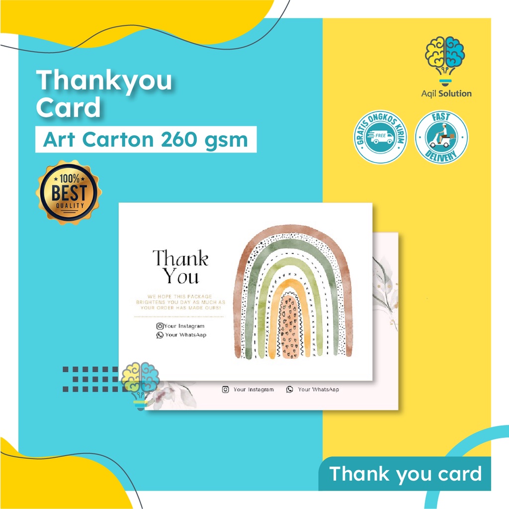 Thank You Card Free Design Kartu Ucapan Terima Kasih Birthday Card Desain Sendiri Perlengkapan Packaging Kemasan Online Shop By Aqilsolution