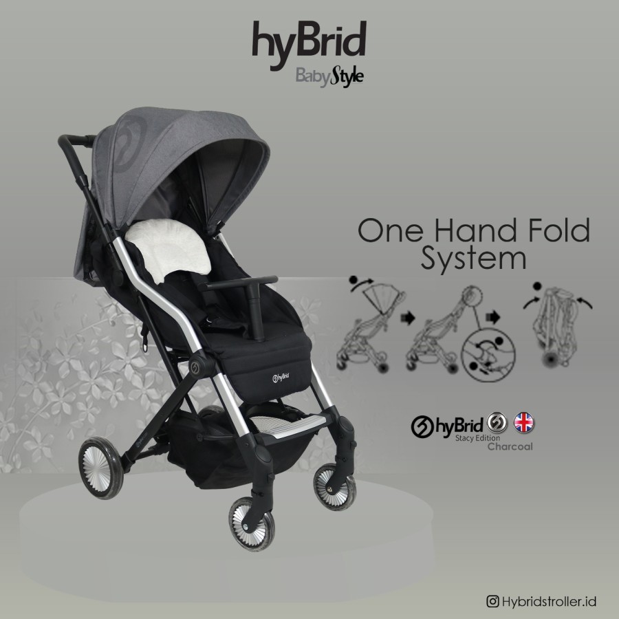 Hybrid Caby Stacy Stroller Charcoal + Seat Liner / Kereta Dorong Bayi