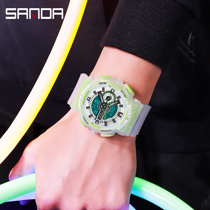 SANDA 3029 Jam Tangan Pria Digital Analog Tali Rubber Shockproof Anti Air WATCHKITE WKOS