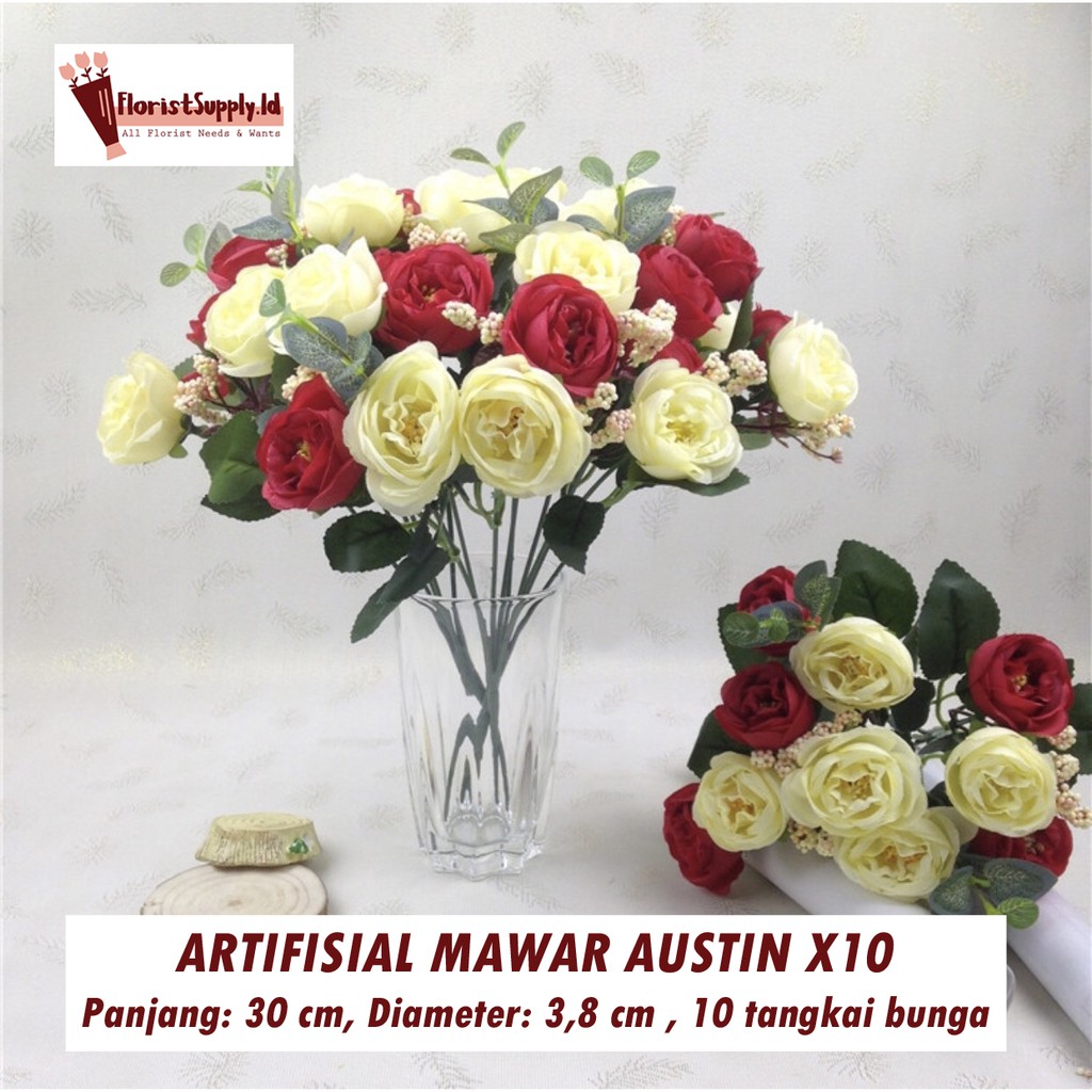 [10 Bunga] Artifisial Mawar Austin X10