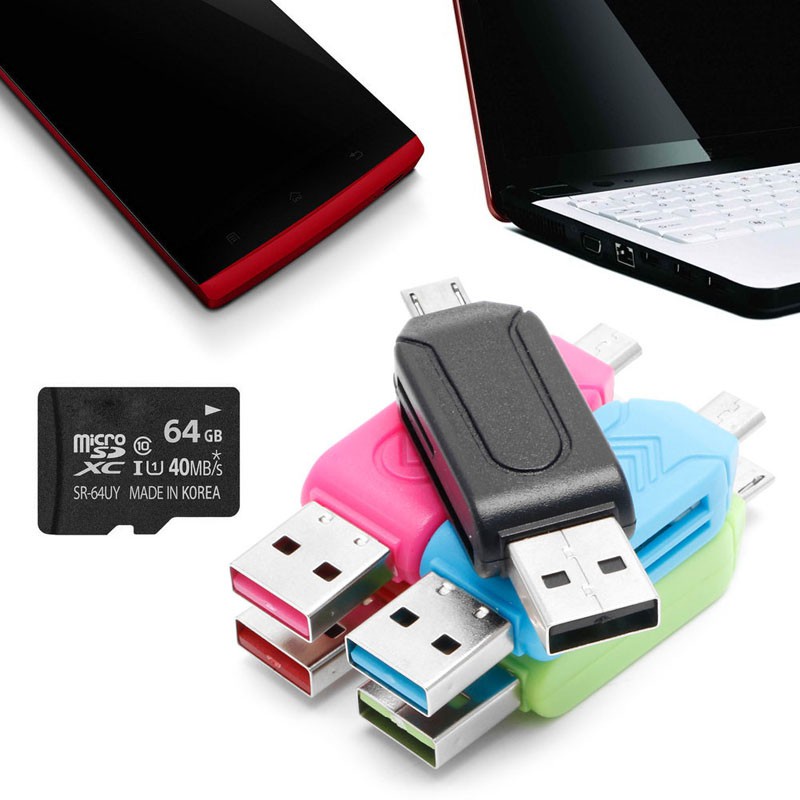 Cre Card Reader Micro Usb 2.0 Otg Sdxc Tf Sd 2in1 Untuk Smartphone Android Pc