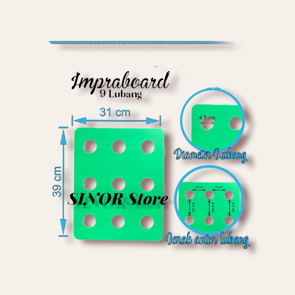 IMPRABOARD Tutup Bak Hidroponik 9 Lubang untuk Netpot 5cm