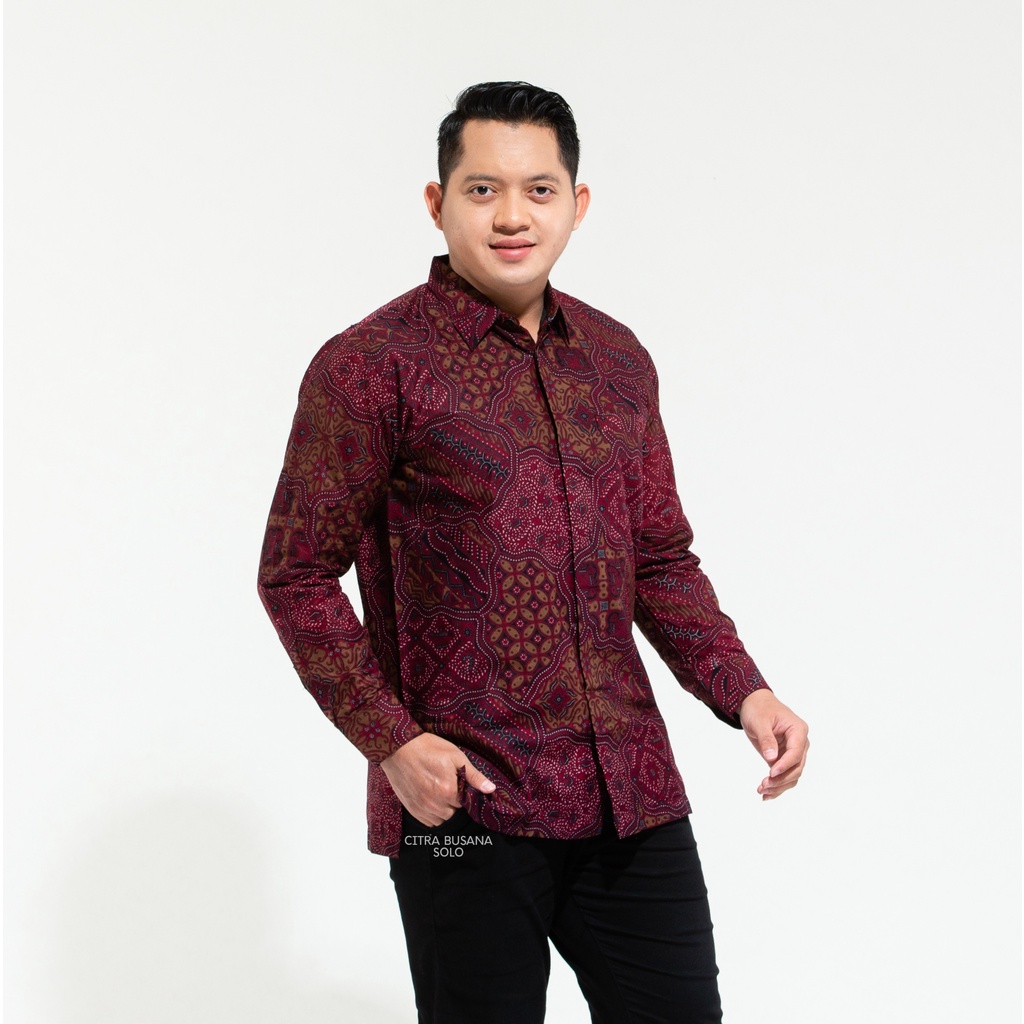 DEWANGGA MERAH Kemeja Batik Pria Full Furing Bahan Katun Primisima