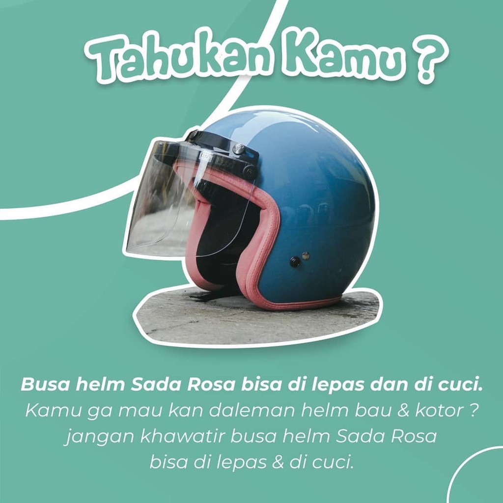 Helm Retro Wanita SADA ROSA PASTEL Blue Helm Bogo Cewe Helm Cewek Kekinian Helm Hijab Anti Bakteri Helm Cargloss-1