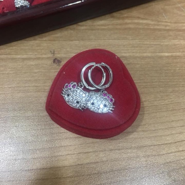 Anting jepit bulat HK mas putih