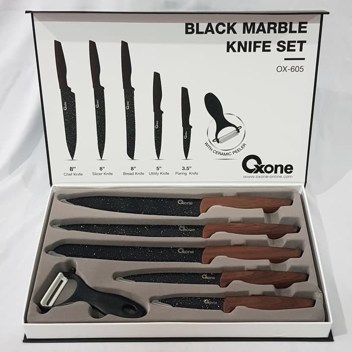 Pisau Dapur Oxone OX-605 Black Marble Knife Set