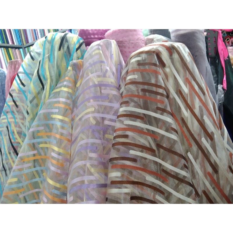 kain/bahan organza gradasi warna