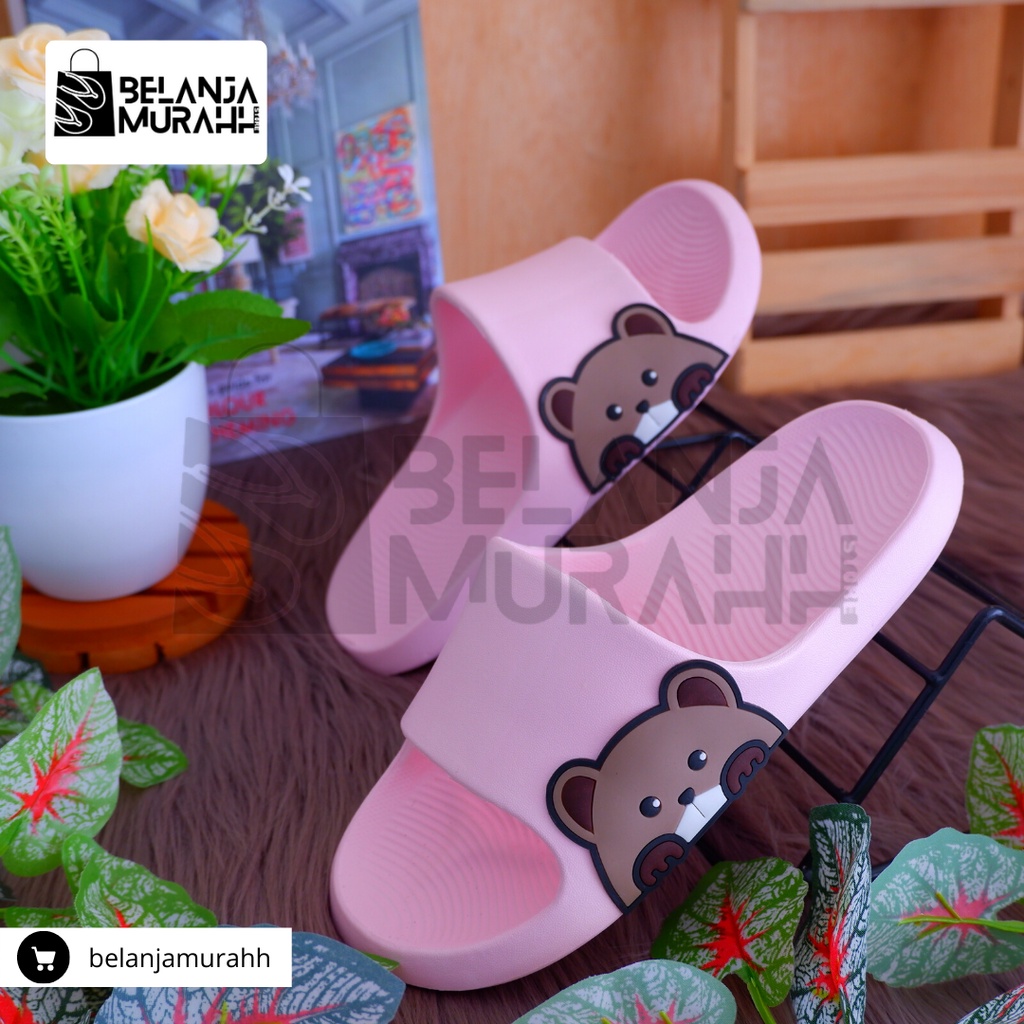 Sandal Slide Anak Korean Style Karet Karakter Lucu Aman dan Nyaman