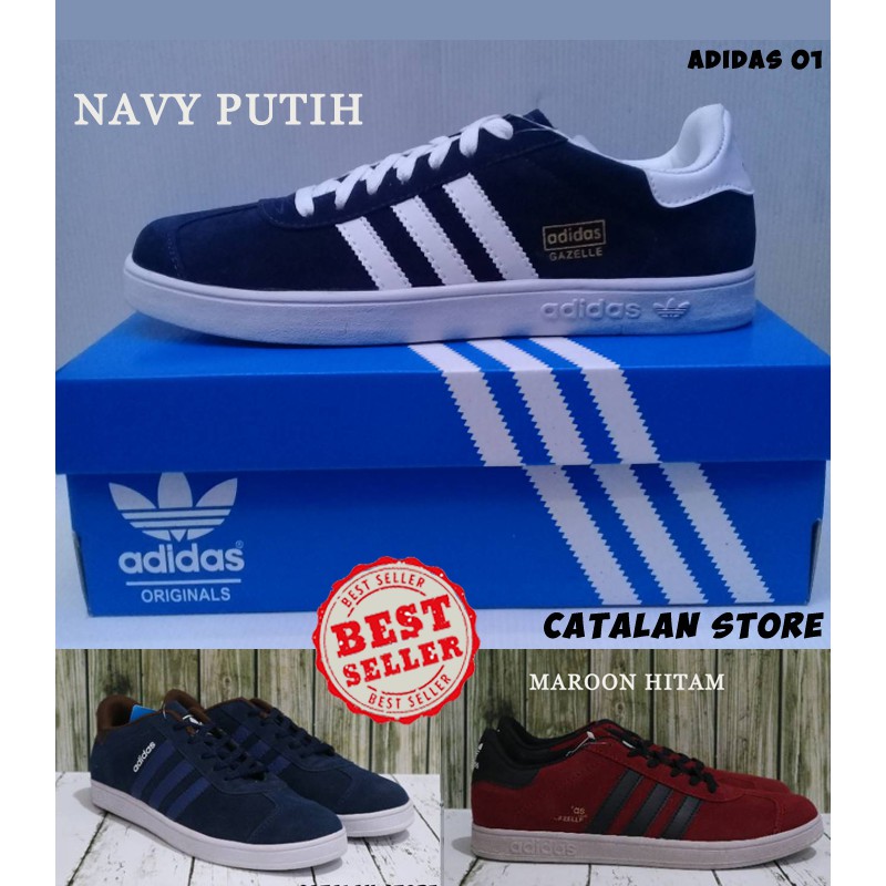Sepatu Adidas Pria Laki Cowok Gazelle Navy Maroon Putih kuning Abu KWS Grade Original