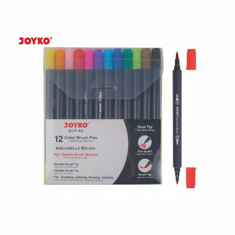 

Joyko CLP-43 Aquarelle Color Brush Pen Pena Kuas 12 Warna Lettering
