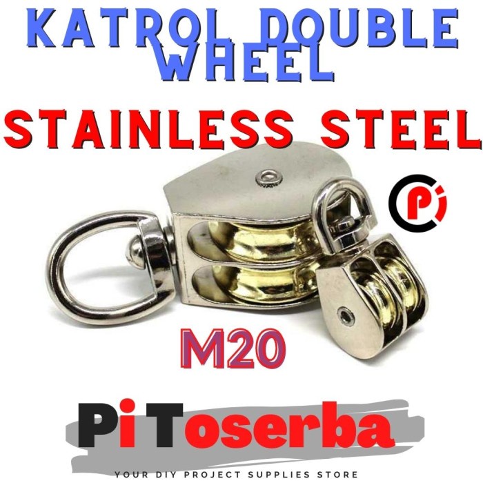 Katrol Kerekan Mini Swivel Pulley Stainless Steel Double Wheel M20