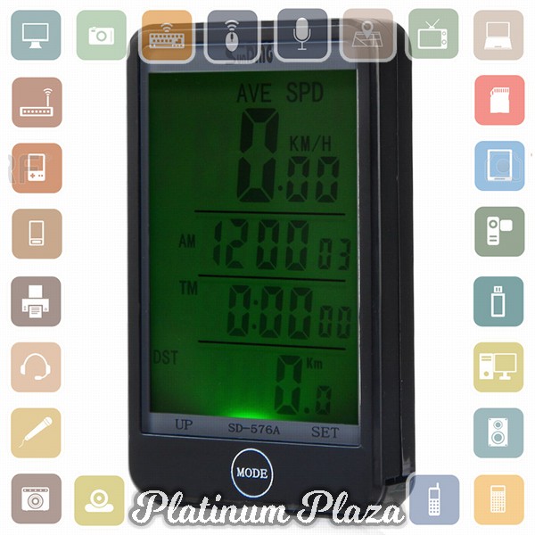 SunDing Speedometer Sepeda Touch LCD - SD-576A - Black`EXU4MQ-