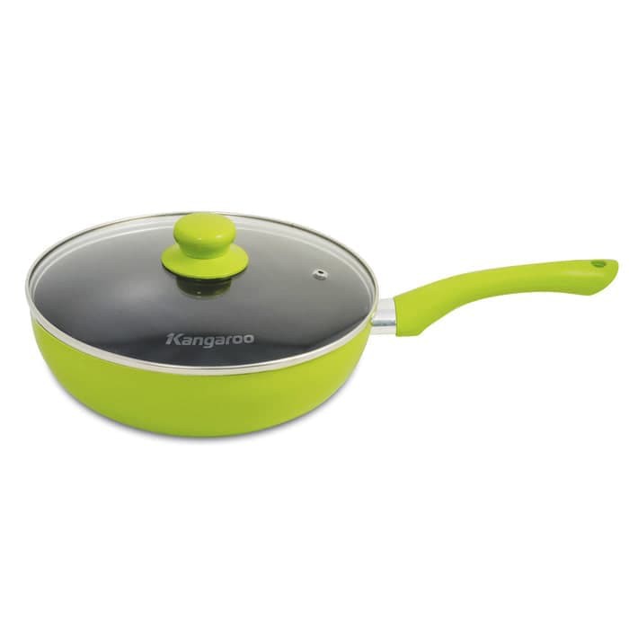 WAJAN PENGGORENGAN PANCI + TUTUP KACA KANGAROO KG 919 24 cm TEFLON