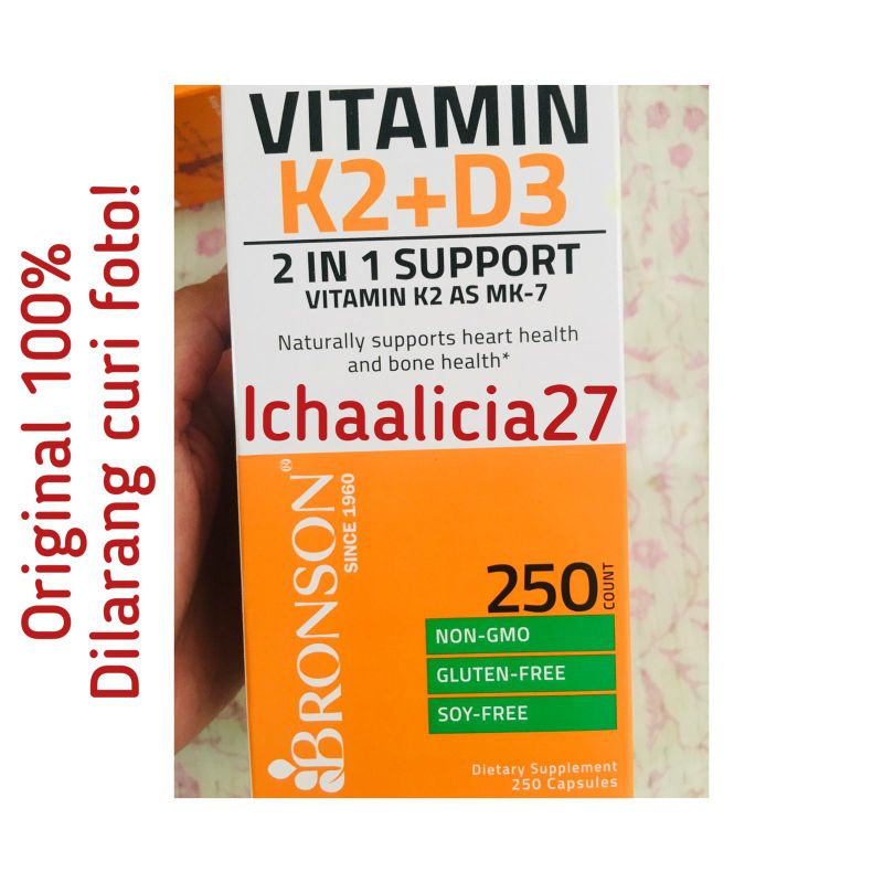 BRONSON Vitamin D3 5000IU + K2  (isi 250) Harga PER KAPSUL