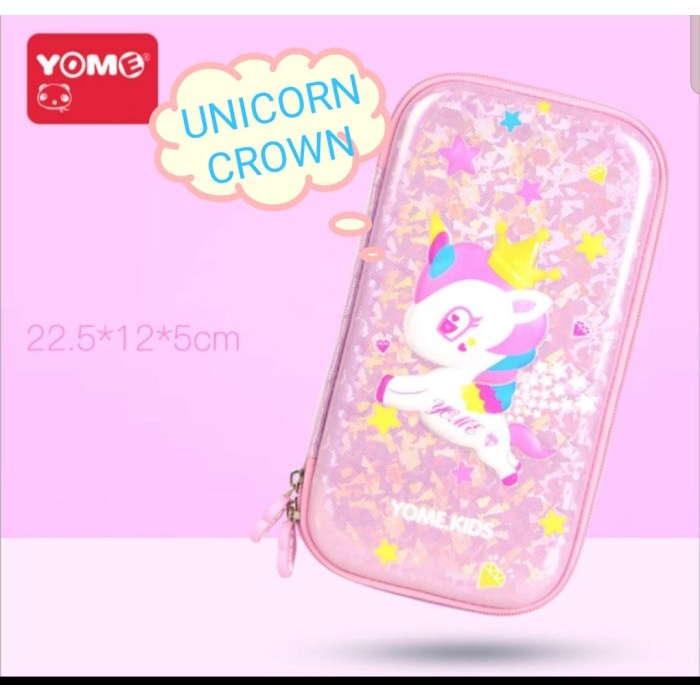 

[GRATIS ONGKIR] TEMPAT PENSIL KOTAK PENSIL YOME KIDS GLITTER 3D HARDCASE WATERPROOF - UNICORN CROWN TERJAMIN