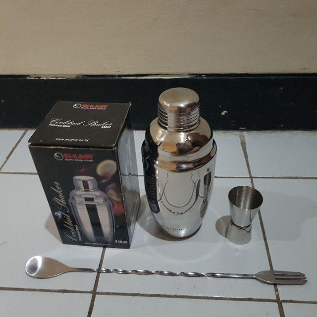 Shuma | Shaker Cocktail Pengocok Minuman Bar Barista | Stainless Steel 550 Ml | Free 5 Ebook