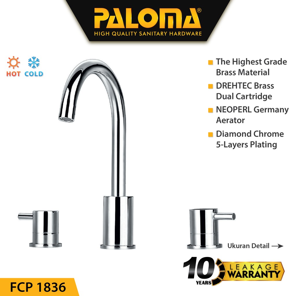 PALOMA FCP 1836 Keran Mixer Wastafel Cuci Tangan Panas Dingin Kran Air