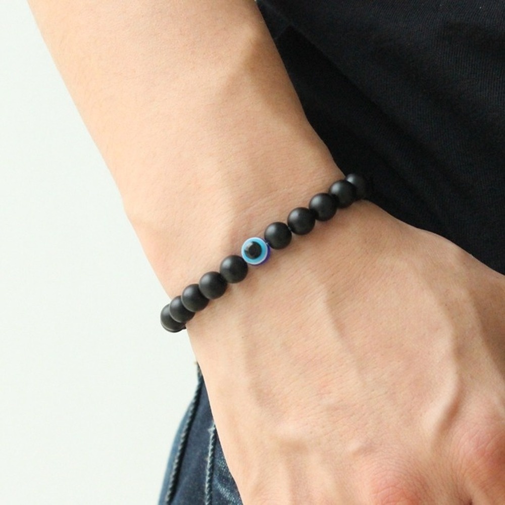 Gelang Manik-Manik Batu Obsidian Warna Hitam Untuk Pria Dan Wanita