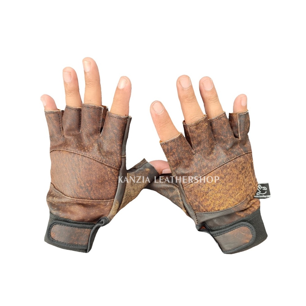 Sarung Tangan Hot Promo Setengah Jari Natural Leather Gloves