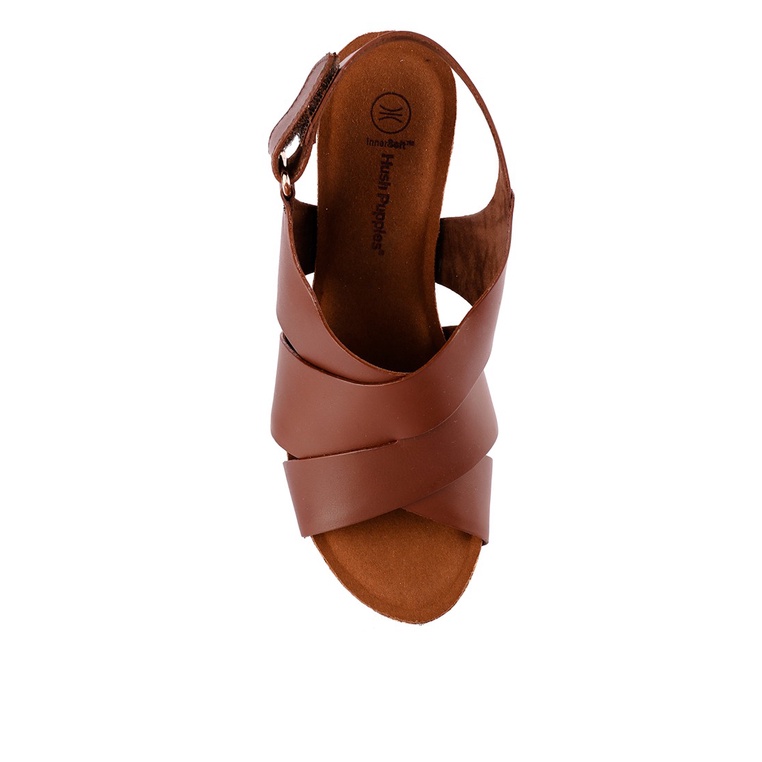 SANDAL WEDGES KULIT HUSH PUPPIES WANITA ORIGINAL SLINGBACK COKLAT HW35