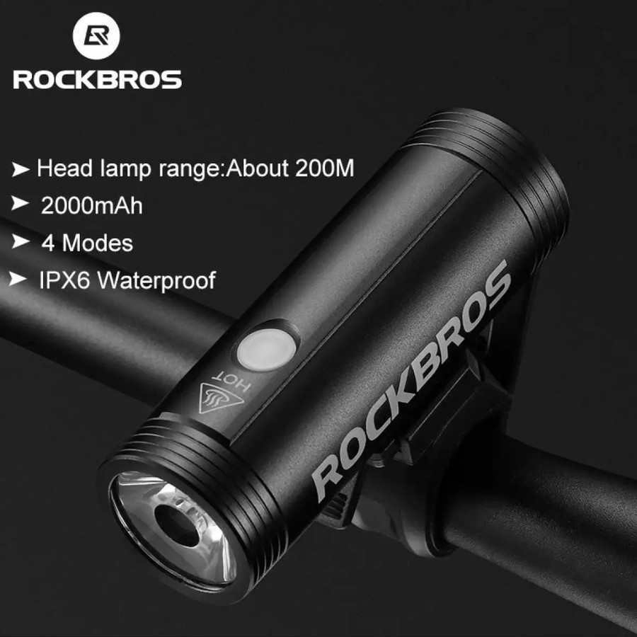 LAMPU SENTER FLASHLIGHT CYCLES SEPEDA USB CHARGE WATERPROOF ORIGINAL ROCKBROS