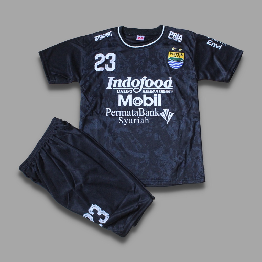 baju bola persib/stelan jersey bola persib hitam size 4-24