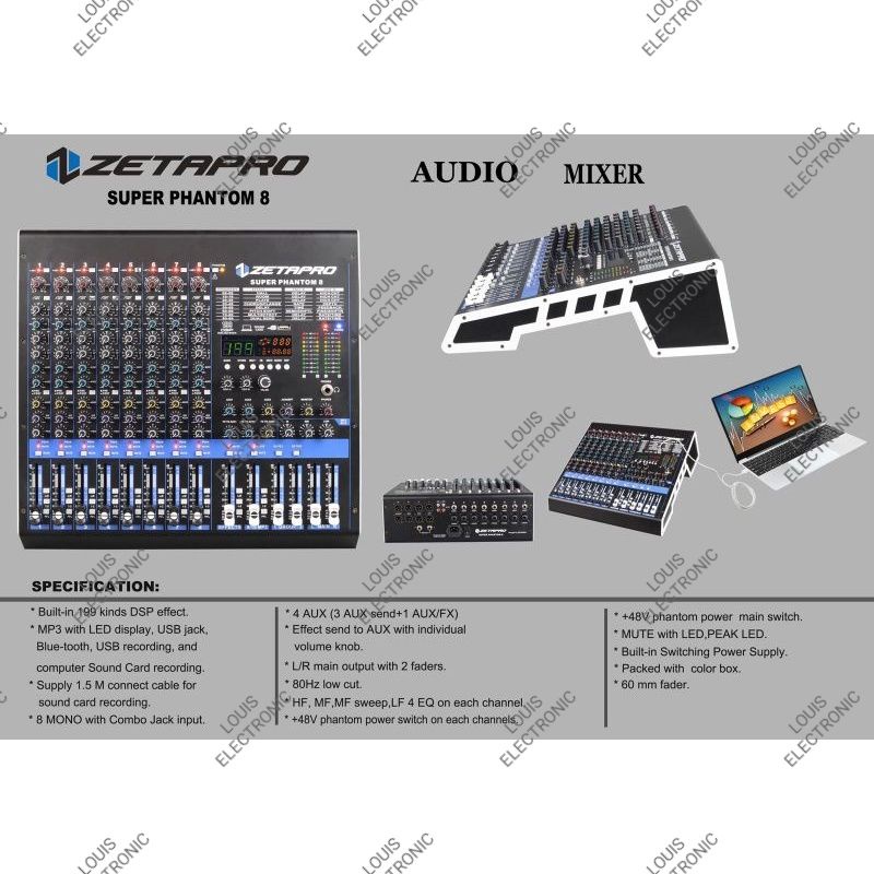 Mixer Audio ZETAPRO SUPER PHANTOM 8 SUPER PHANTOM8 8 Channel ORIGINAL