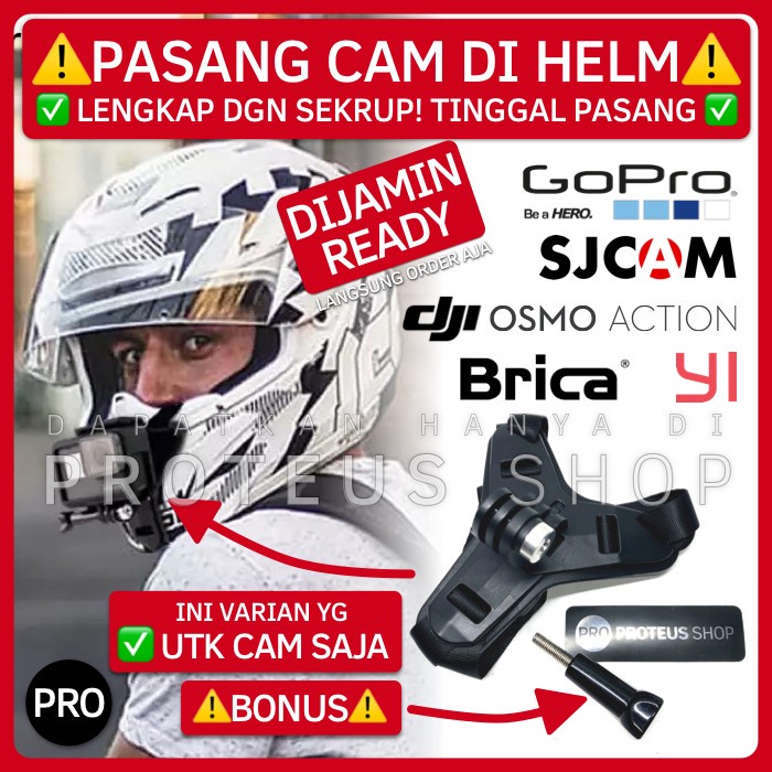 Tripod ✅ BRACKET HELM DAGU HELMET HP ACTION CAM MOUNT GOPRO BRICA YI SJCAM - Utk CAM Saja(X9S5) Trip