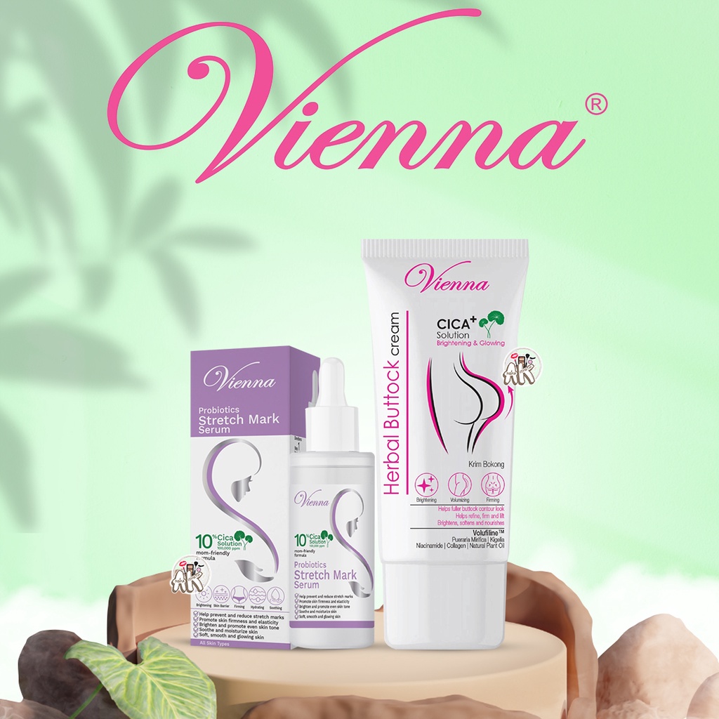 VIENNA ( HERBAL BUTTOCK CREAM CICA + SOLUTION KRIM BOKONG / STRETCH MARK SERUM CICA SOLUTION 10% )