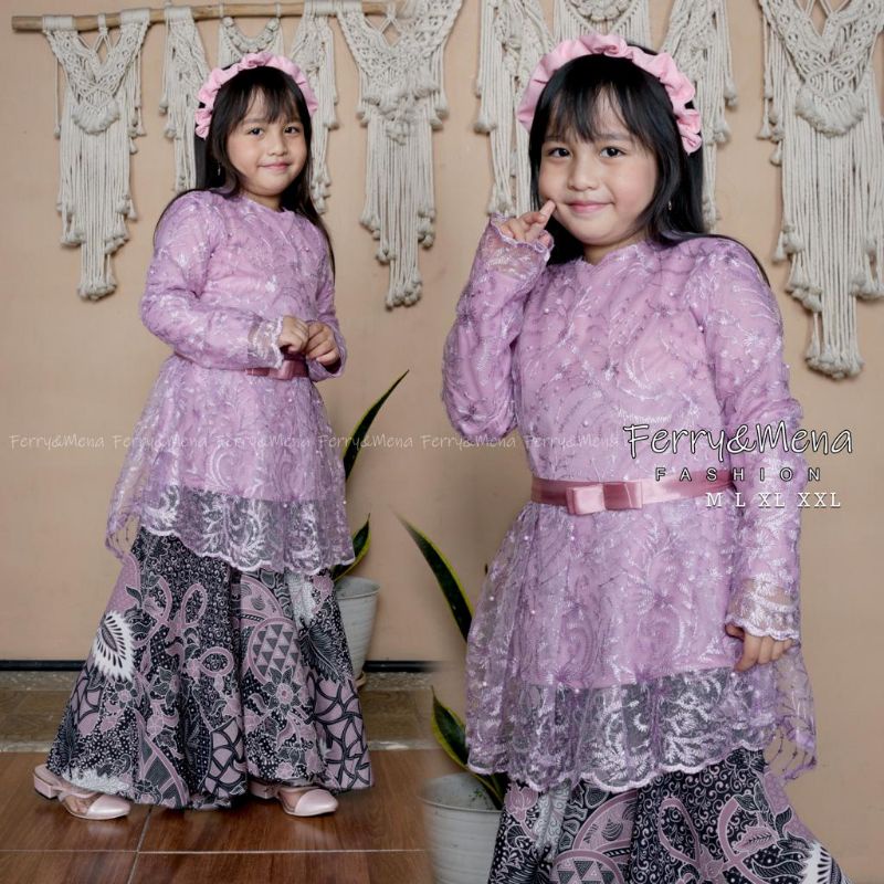 Terbaru !! Set Kebaya Anak Tile Rok duyung / Kebaya aurora tile / Set Kebaya Anak Perempuan