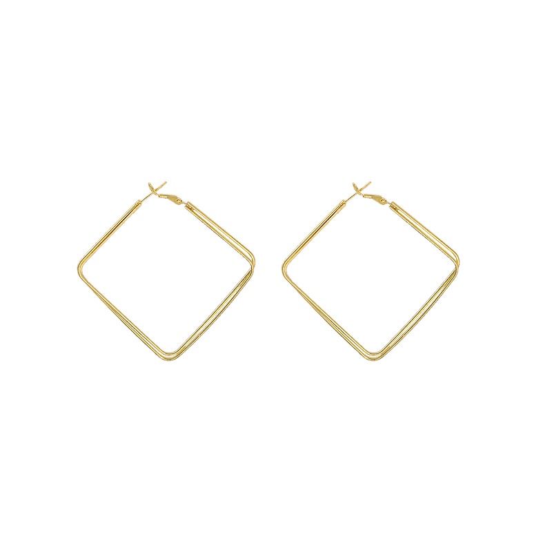 Sterling silver jarum desain Korea geometris persegi murah hati dan dipersonalisasi Baru anting-anti