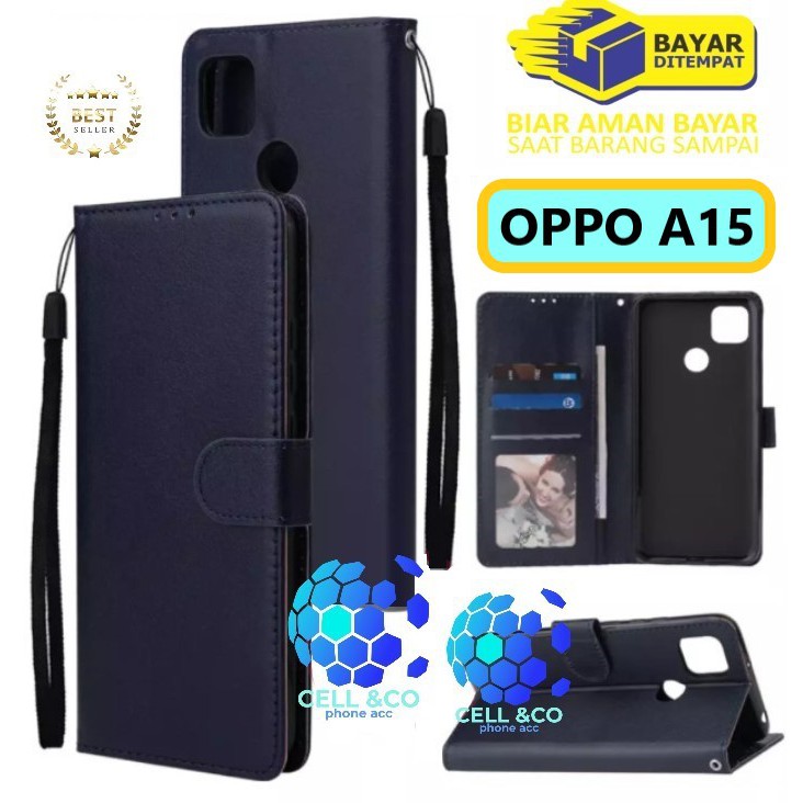 Flip cover OPPO A15 Flip case buka tutup kesing hp casing flip case leather wallet