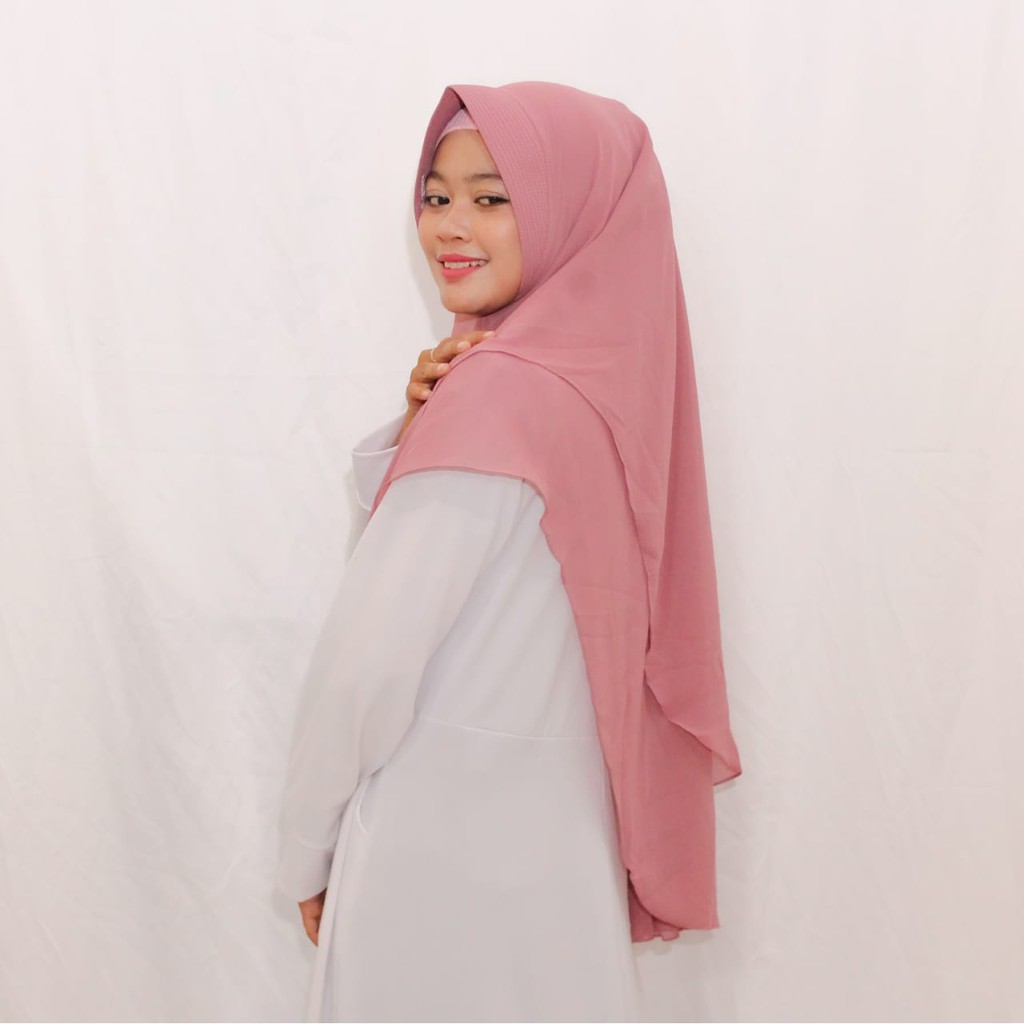 Jilbab Instan Ceruty 2 Layer Oval Jumbo Polos/Khimar Ceruty Sayana-5