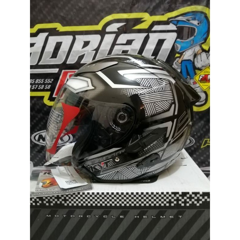 Helm KYT Galaxy Slide Motif limeted edition black panther  Half Face black silver  Double Visor