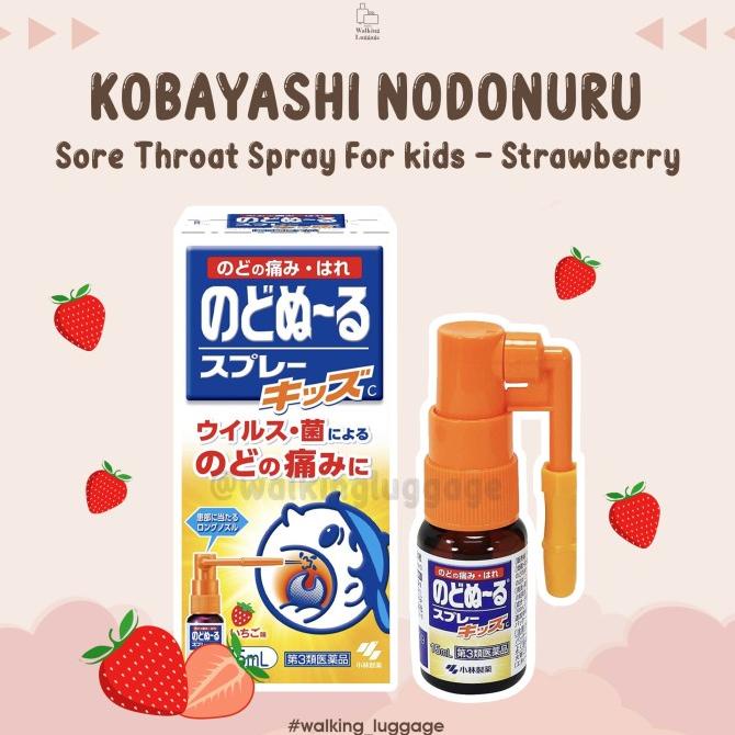 Kobayashi Nodonuru Sore Throat Spray For Kids Strawberry Japan