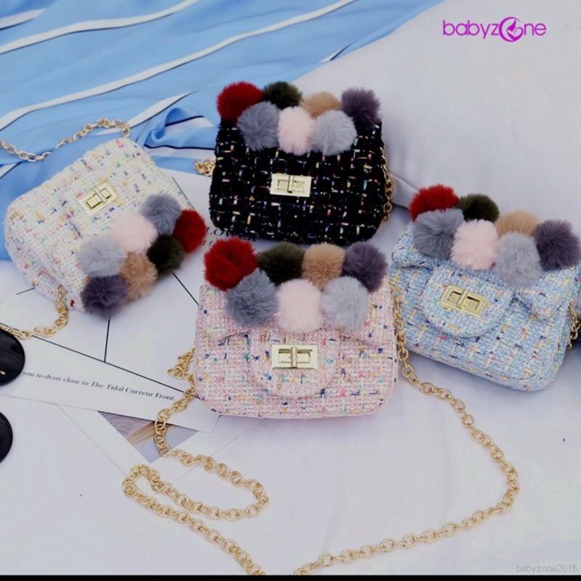 tas chanel pompom anak